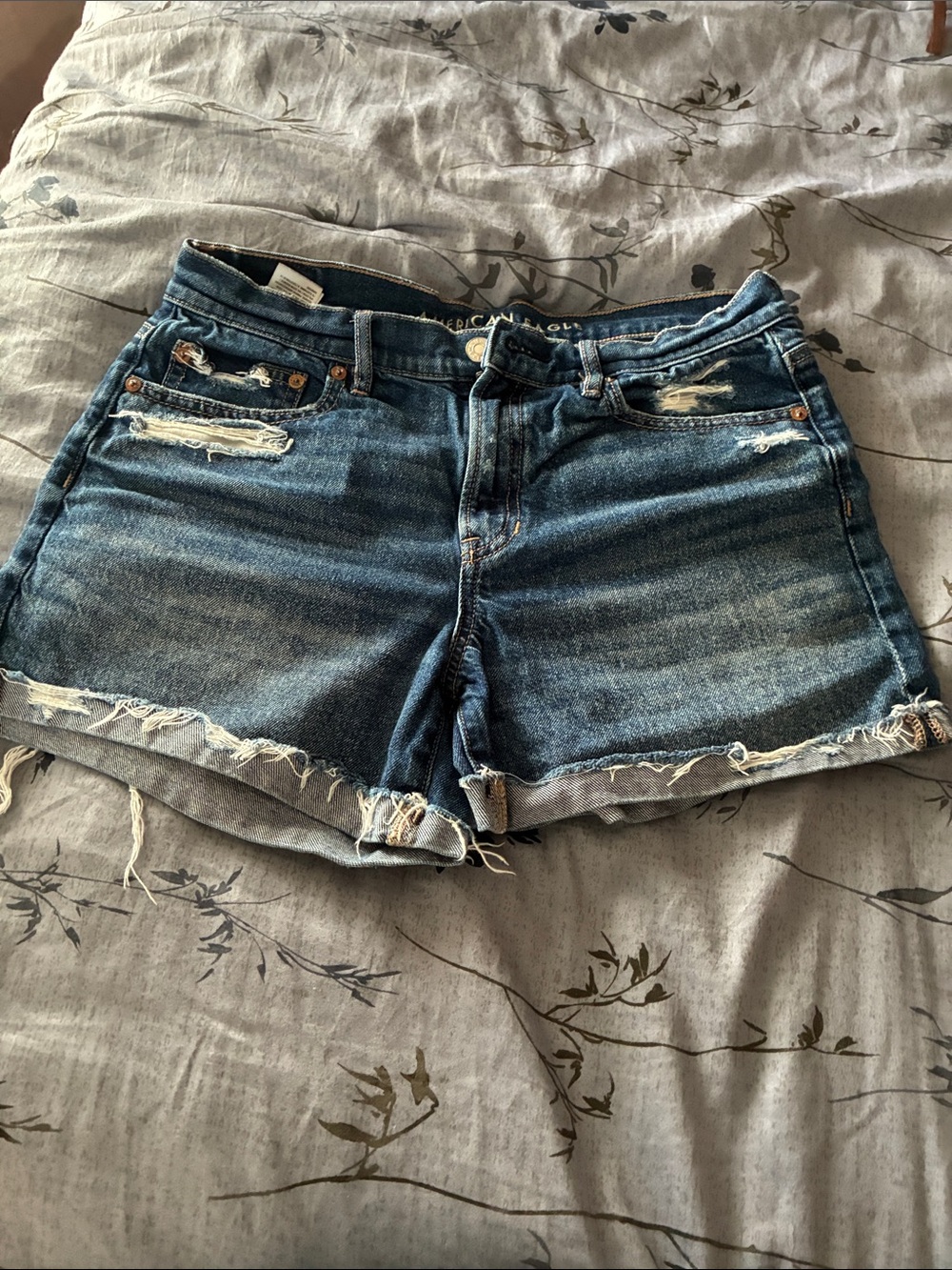 American Eagle Outfitters Distressed Denim Jean Shorts - Blue